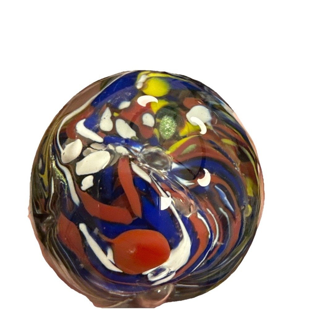 Murano Style Scramble Art Glass Paperweight Multi Color End Of Day Studio Made